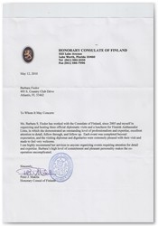 Letter from the Honorary Consulate of Finland