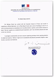 Letter from Consul General of France